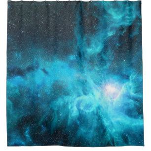 Cortina De Ducha Nebulosa de origen, luz azul, astronomía.