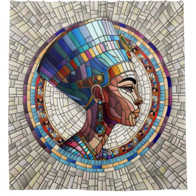 Cortina De Ducha Nefertiti egipcio - Arte Mosaico (Anverso)