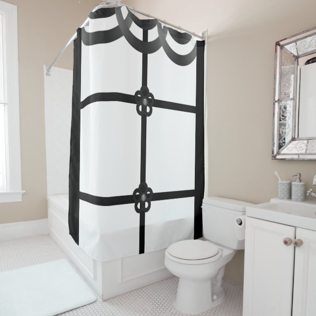 Cortina de ducha negra blanca (In situ)