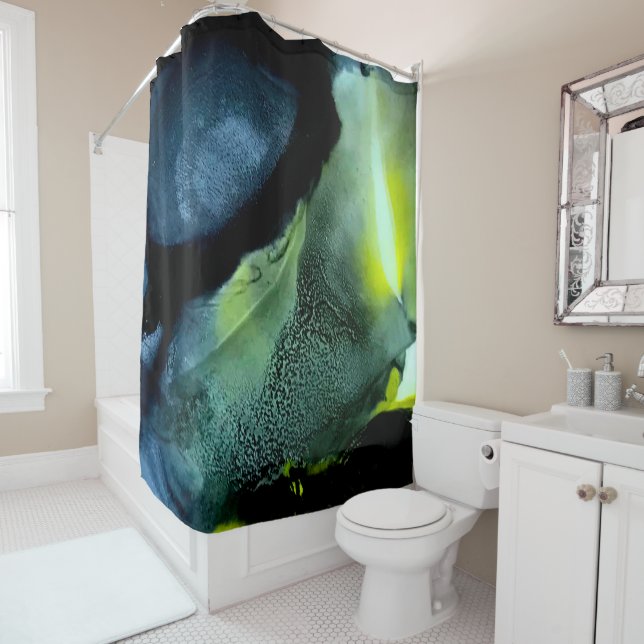 Cortina de ducha negra y amarilla | Moderno/Mascul (In situ)