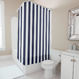 Cortina De Ducha Negrita Navy blanco simple a rayas