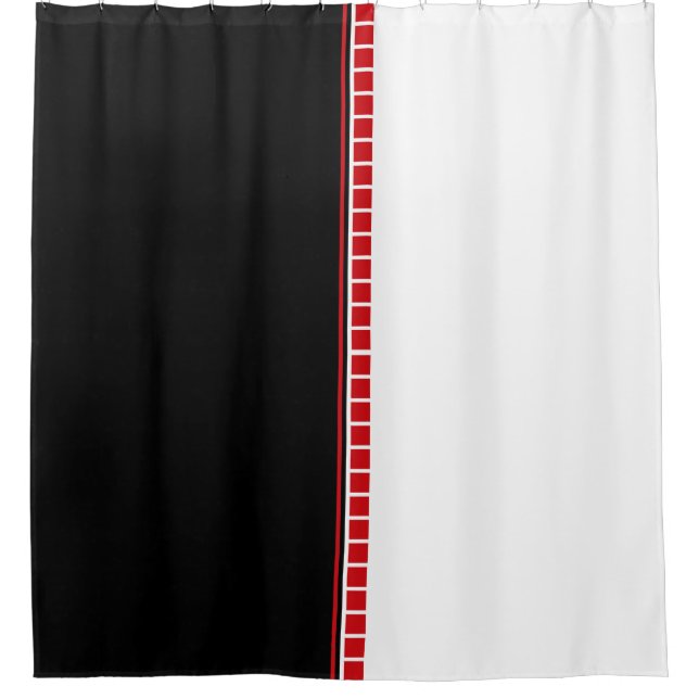 Cortina De Ducha Negrita Resumen Patrón blanco y rojo negro (Anverso)