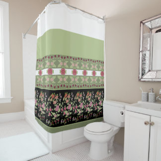 Cortina De Ducha Negro con verde