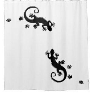 Cortina De Ducha Negro corriente del Gecko + su fondo y ideas