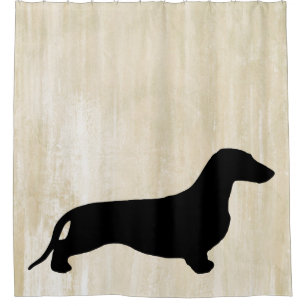 Cortina De Ducha Negro de la silueta del Dachshund + sus ideas