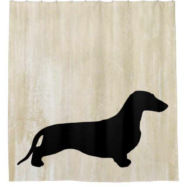 Cortina De Ducha Negro de la silueta del Dachshund + sus ideas (Anverso)