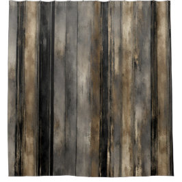 Cortina De Ducha Negro Dorado Angustiado y Raya Gris