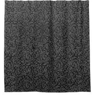 Cortina De Ducha Negro floral del gris de carbón de leña del
