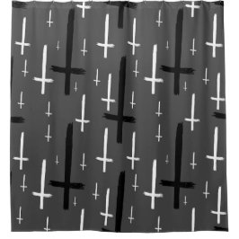 Cortina De Ducha negro gris crudo invertido de arriba abajo