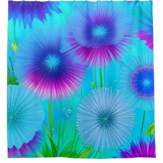 Cortina de ducha Neon Blue Floral