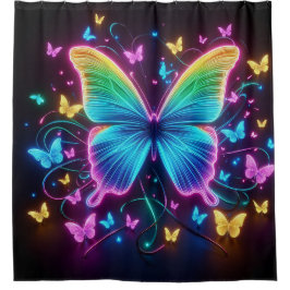 Cortina De Ducha Neon Butterflies