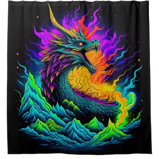 Cortina De Ducha Neon Dragon (Anverso)