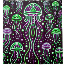 Cortina De Ducha "Neon Jellyfish Glow Art"