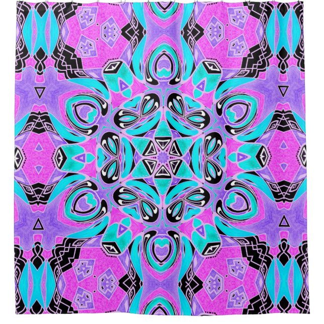 Cortina De Ducha Neon kaleidoscope , mandala (Anverso)