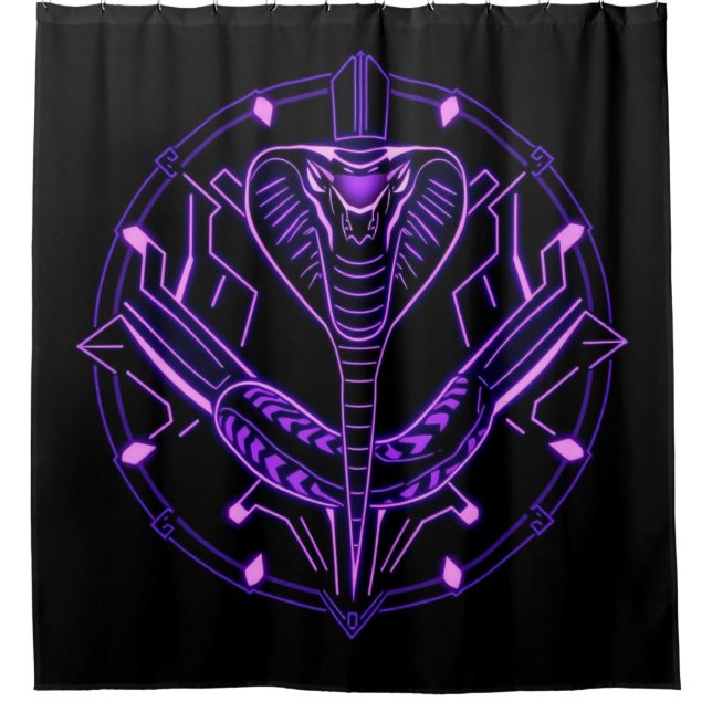 Cortina De Ducha Neon-Kobra – Wächter des digitalen Dschungels (Anverso)
