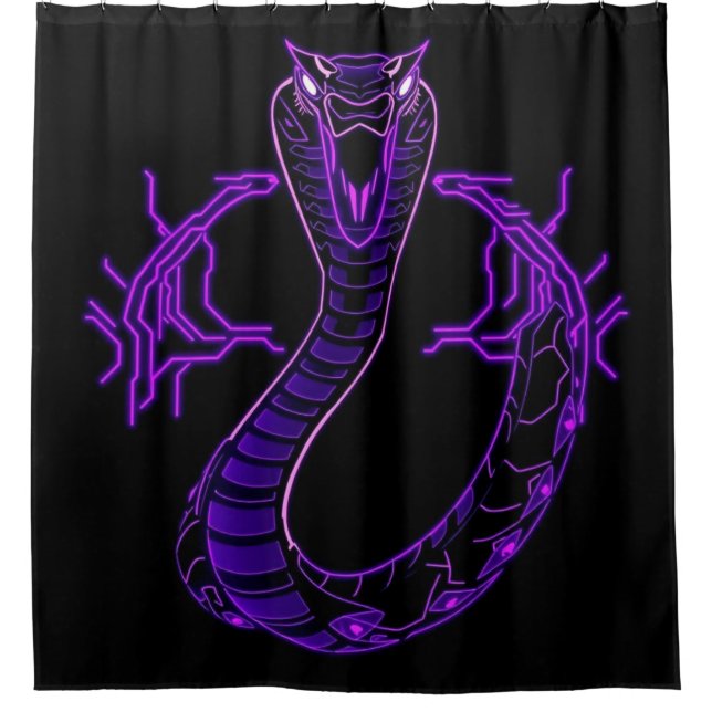 Cortina De Ducha Neon-Kobra – Wächter des digitalen Dschungels (Anverso)