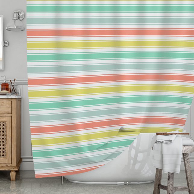Cortina De Ducha Neon Summer Cabana Stripe (Subido por el creador)