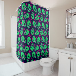 Cortina De Ducha Neon Zombie Skulls