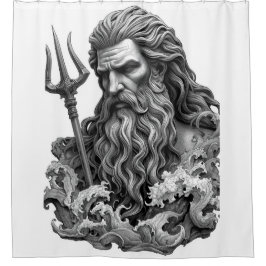 Cortina De Ducha Neptune God - Black Marble Art