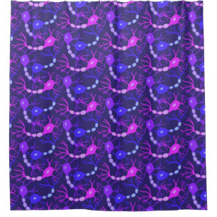 Cortina De Ducha Neuronas Conectadas Neon Morado