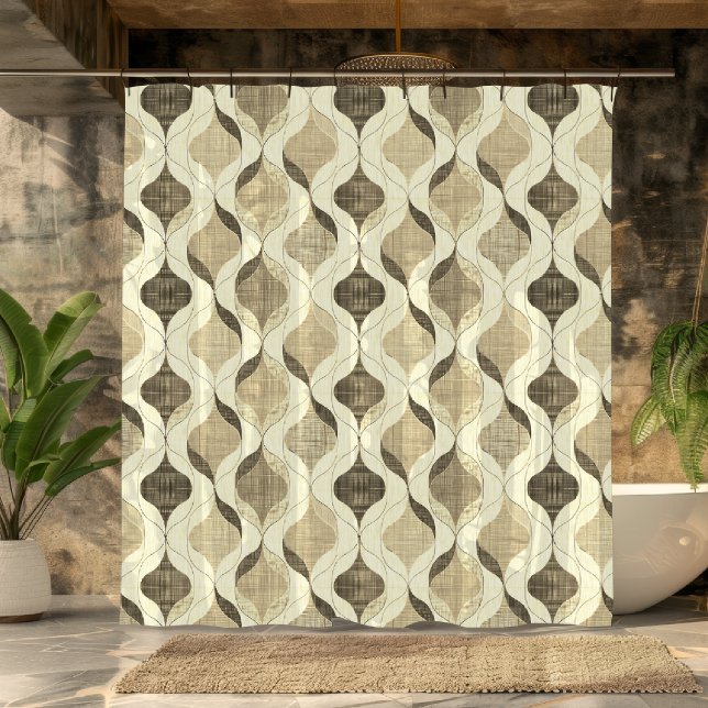 Cortina De Ducha Neutral Gray Tan Modern Wavy Luxury (Subido por el creador)