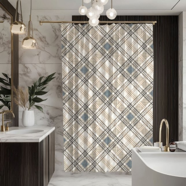 Cortina De Ducha Neutral Toned Curtain Modern Geometric Statement (Neutral Toned Curtain Modern Geometric Statement)
