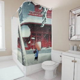 Cortina De Ducha Nieve de la Tarde en el Río Edo Hasui Kawase