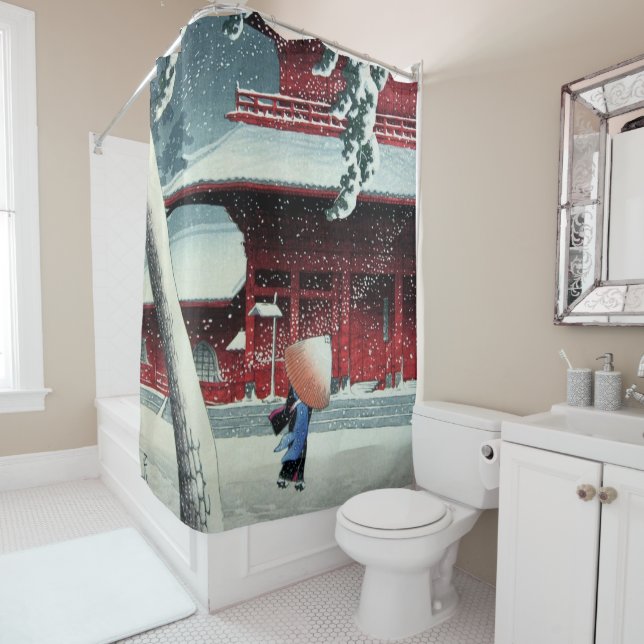 Cortina De Ducha Nieve nocturna en el río Edo Hasui Kawase (In situ)