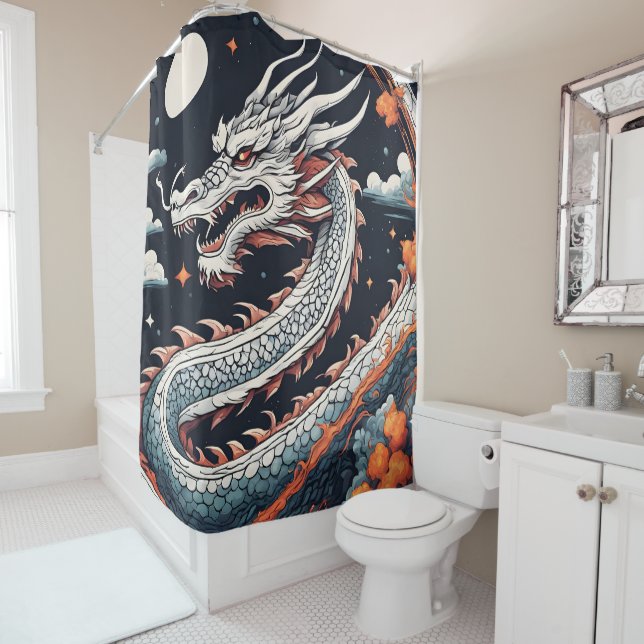 Cortina De Ducha night dragon shower curtain (In situ)