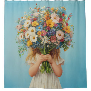 Cortina De Ducha Niño con un exuberante Bouquet de Flor Silvestre