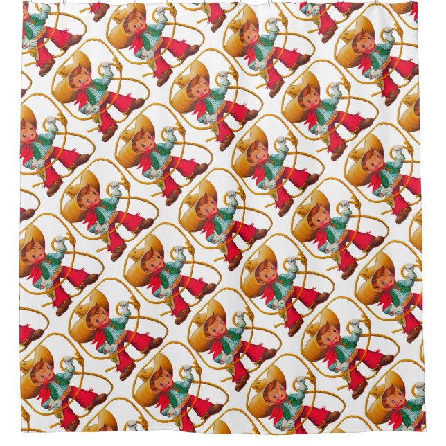 Cortina De Ducha Niño retro niño vago occidental (Anverso)