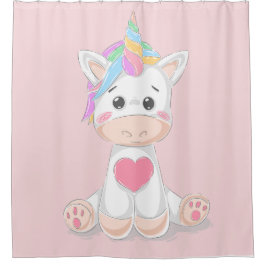 Cortina De Ducha Niños guapos unicornio cuerno de arcoiris rosa pál