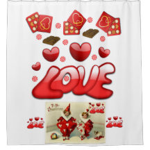 Niños vintage valentines showercurtain