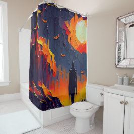 Cortina De Ducha Noche de Halloween Resumen Moderno