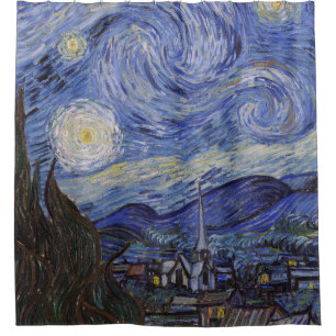 Cortina De Ducha Noche estrellada de pintura de Vincent Willem van