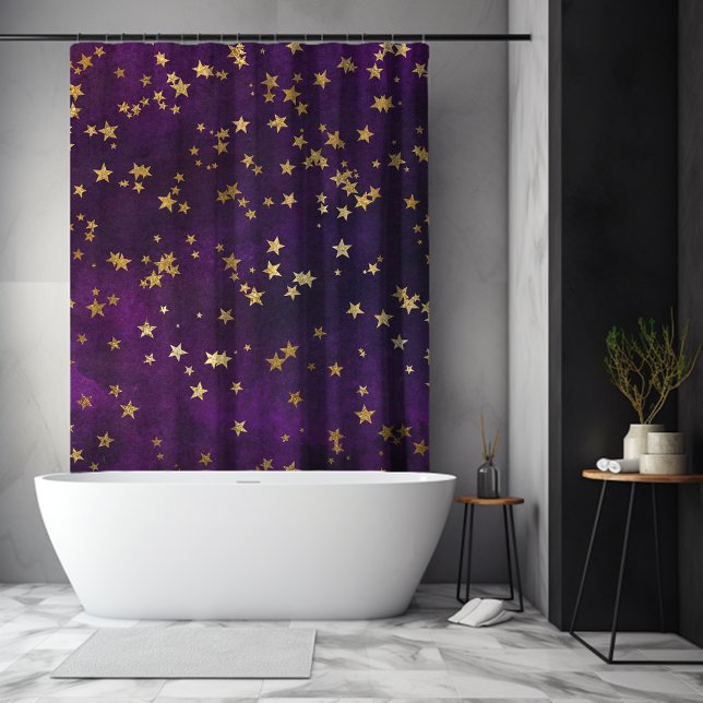 Cortina De Ducha Noche Purple Starry (Purple Starry Night Shower Curtain)