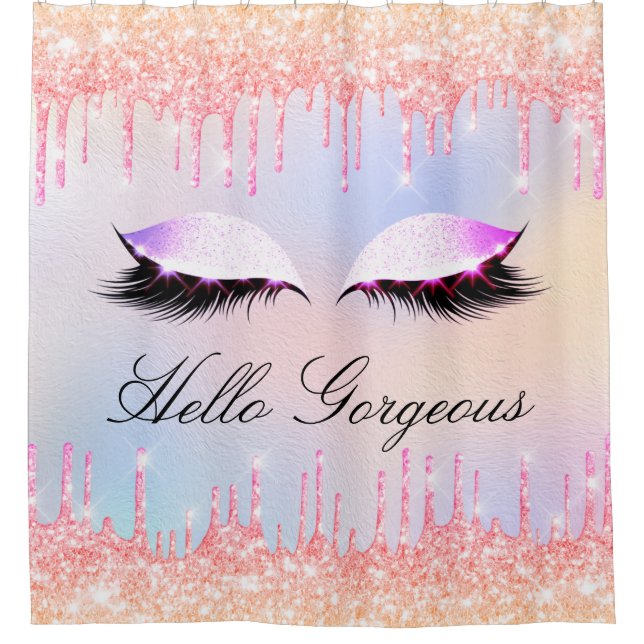 Cortina De Ducha Nombrar pestañas maquillaje Novia Rosada Perforaci (Anverso)