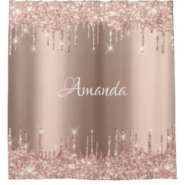 Cortina De Ducha Nombrar Purpurina espumoso gotea novia Rubor rosa