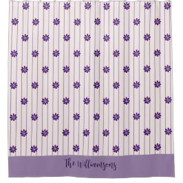 Cortina De Ducha Nombre de familia de bonito Rubor y franjas violet