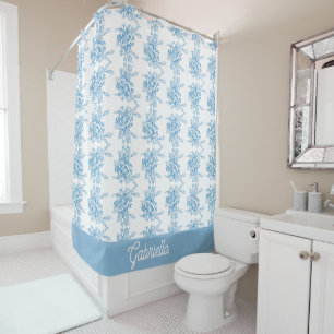 Cortina De Ducha Nombre de patrón floral de toile francés azul