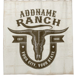 Cortina De Ducha NOMBRE Personalizado Bull Steer Skull Western Ranc