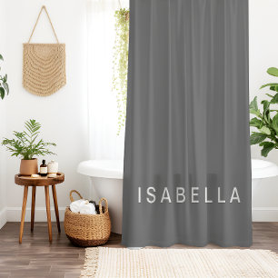 Cortina De Ducha Nombre Personalizado Gris Minimalista Moderno
