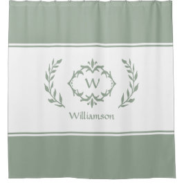 Cortina De Ducha Nombre Personalizado Monograma Inicial Verde Salvi