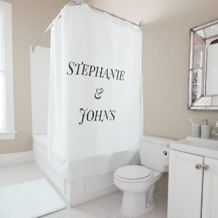 Cortina De Ducha Nombre personalizado Parejas Monogramas Guay blanc