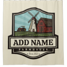 Cortina De Ducha NOMBRE Personalizado Rústico Farmhouse Old Windmil