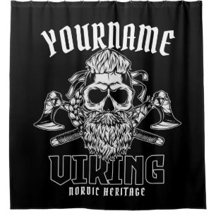 Cortina De Ducha NOMBRE Personalizado Viking Nórdico Warrior Herita