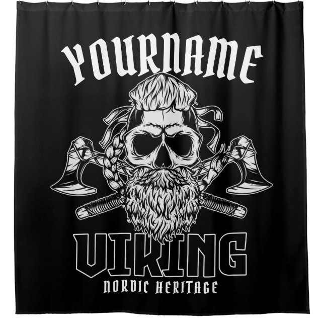 Cortina De Ducha NOMBRE Personalizado Viking Nórdico Warrior Herita (Anverso)