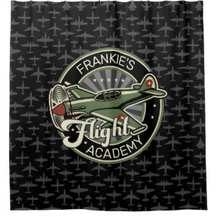 Cortina De Ducha NOMBRE personalizado WII Retro avión militar de gu