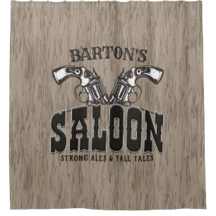 Cortina De Ducha NOMBRE personalizado Wild West Gun Revolver Saloon