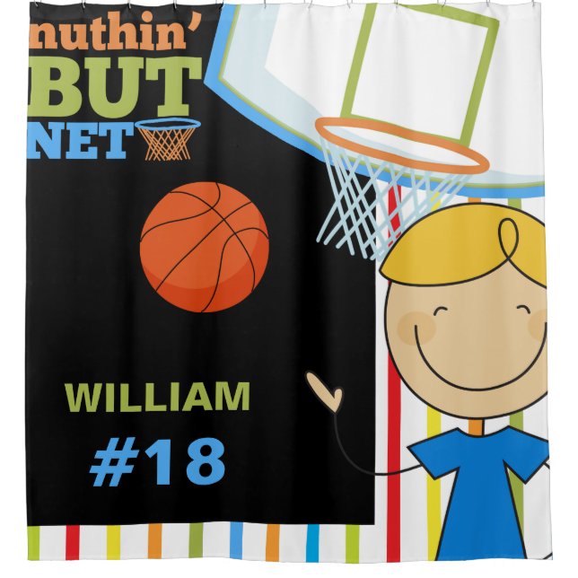 Cortina De Ducha Nombre personalizado y número de niños baloncesto (Anverso)